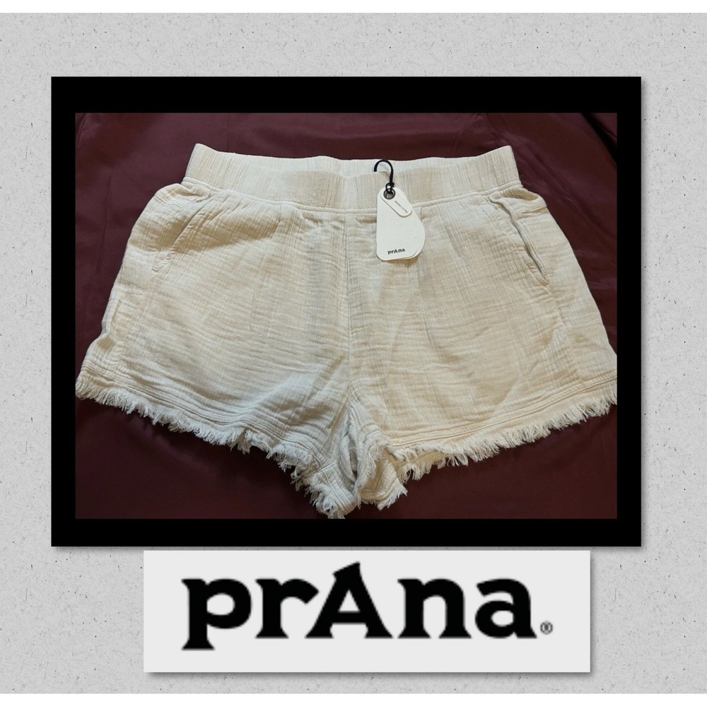 prAna Hideaways Shorts - NEW - Women's Medium 100% Organic Cotton Almond - NWT